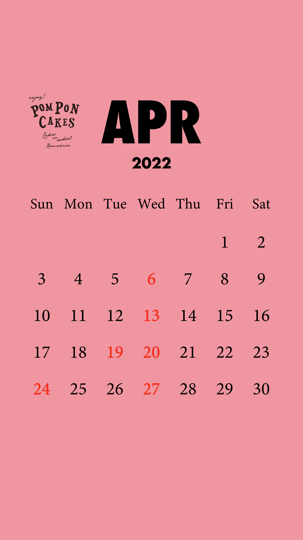 2022年4月の営業日のお知らせ