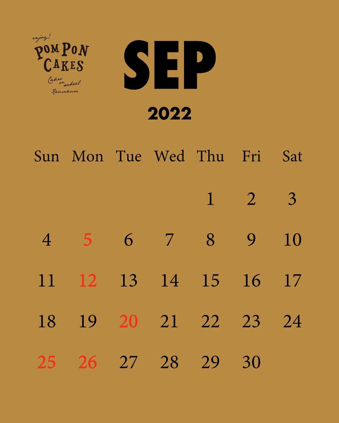 2022年9月の営業日のお知らせ（2022.09.15）